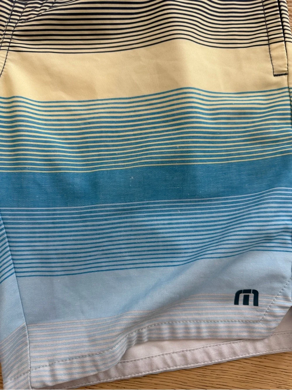 Men's Navy & Blue Gradient Stripe Swim Trunks